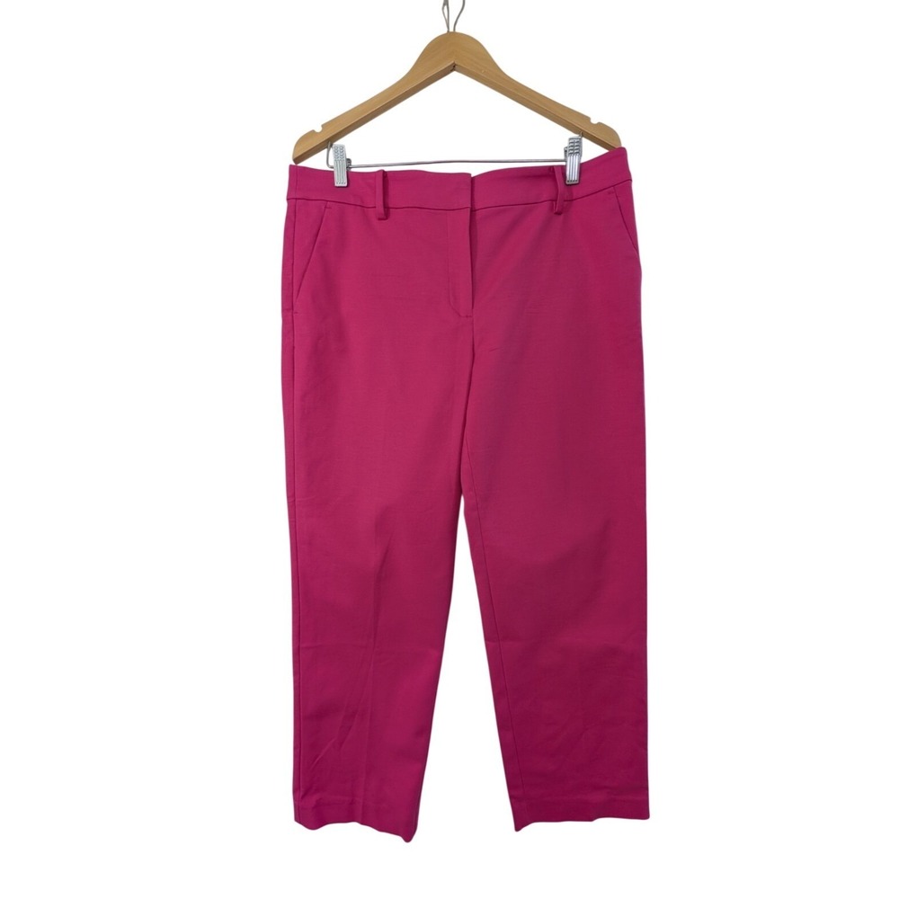 LOFT Riviera Slim Ankle Pant Womens 12 Pink Stretch Business Casual Preppy